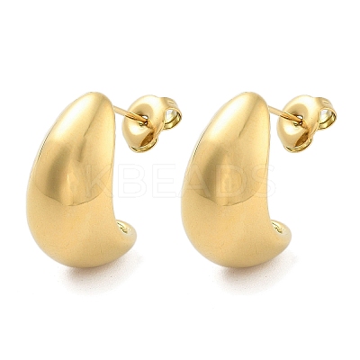 Ion Plating(IP) Teardrop 304 Stainless Steel Stud Earrings X-EJEW-P258-41G-1