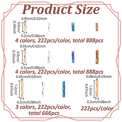 2092Pcs 12 Styles Glass Twisted Bugle Beads SEED-PH0002-49-1