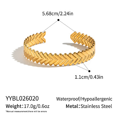 304 Stainless Steel Heart Open Cuff Bangles for Women DC5604-1