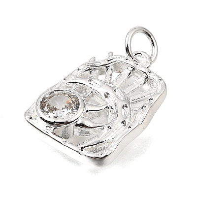 Brass Pave Clear Cubic Zirconia Pendants CU-CBAEEA8-31S-1