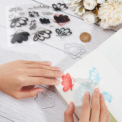 1Pc Butterfly Clear Silicone Stamps DIY-CP0009-56-1