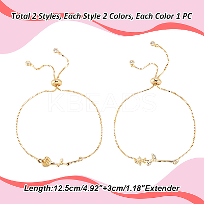 4Pcs 2 Colors Brass Chain Bracelet BJEW-GA00002-1