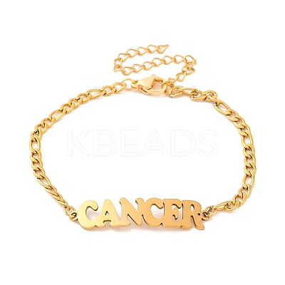 Constellation 202 Stainless Steel Figaro Chain Link Bracelets for Women Men LS-AJEW-U006-01F-1