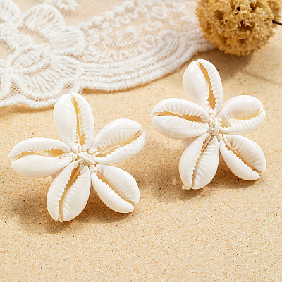 Flower Natural Shell Stud Earrings FS-WGD51F7-01-1