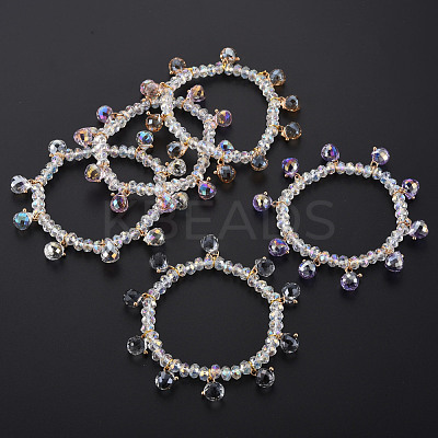Faceted Glass Beads Stretch Bracelets BJEW-Q997-004-RS-1