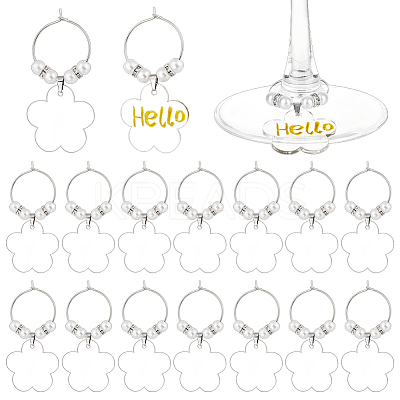 24Pcs Flower Acrylic Wine Glass Charms HJEW-BC00037-1