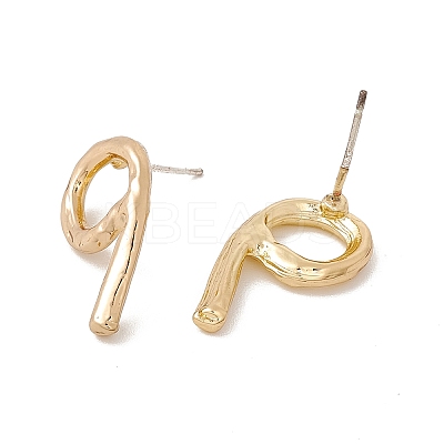 Brass Number Stud Earrings with 925 Sterling Silver Pins for Women LS-EJEW-A077-01I-1