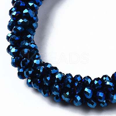 Faceted Electroplate Glass Beads Stretch Bracelets BJEW-S144-002G-04-1
