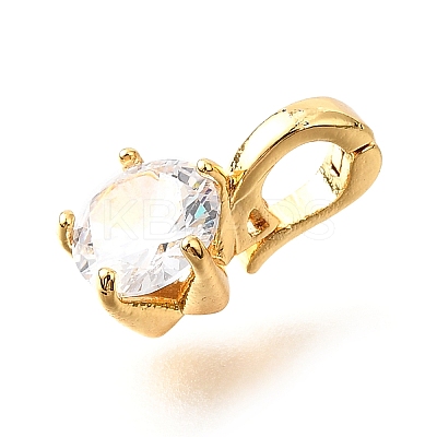 Brass Micro Pave Cubic Zirconia Charms KK-D356-05A-G-1