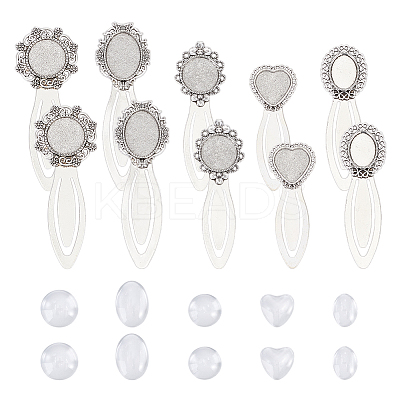 10Pcs 5 Stylts Tibetan Style Bookmark Cabochon Settings AJEW-HY0002-02-1