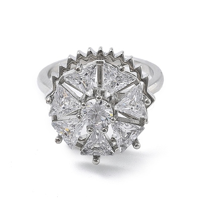 Gear Rotatable Open Cuff Rings for Women RJEW-S402-12P-1