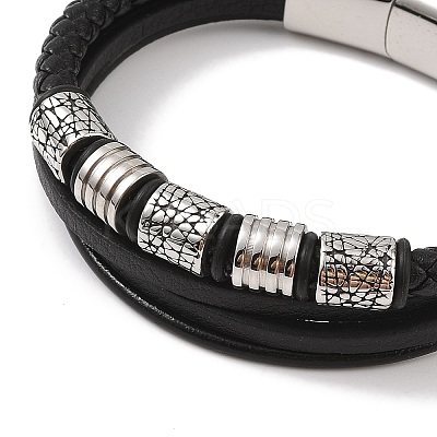 Braided Microfiber Leather Multi-strand Bracelets BJEW-B096-07B-1