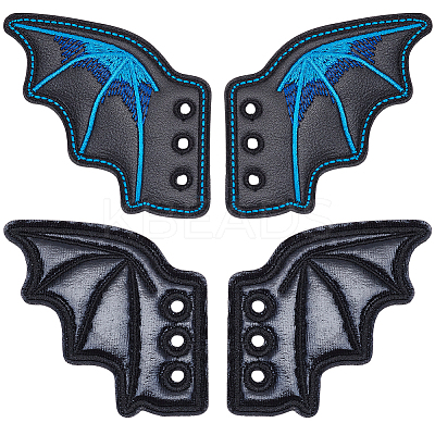 2 Pairs 2 Styles Halloween Imitation Leather Shoe Buckle for DIY Shoe Accessory AJEW-GF0011-82B-1