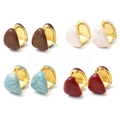 Brass Enamel Hoop Earrings EJEW-P333-06G-1