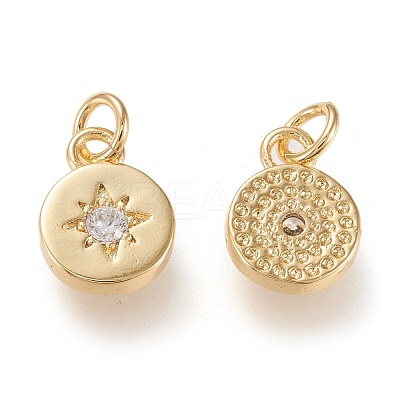 Brass Micro Pave Clear Cubic Zirconia Charms ZIRC-K086-06G-1