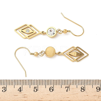 304 Stainless Steel Rhombus Dangle Earrings EJEW-Z129-12G-02-1