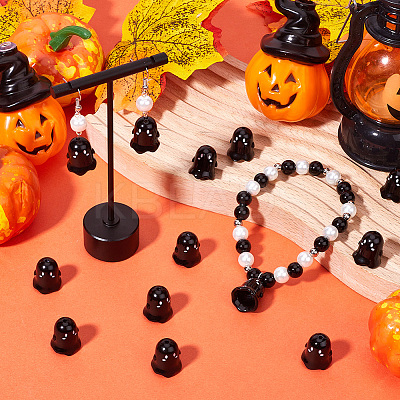30Pcs Opaque Acrylic Beads MACR-SC0001-60B-1