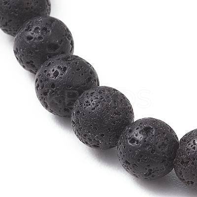 Natural Lava Rock Beads Stretch Bracelets BJEW-JB13252-01-1
