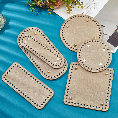 6Pcs 6 Style Flat Round PU Leather Knitting Crochet Bags Nail Bottom Shaper Pad DIY-PH0021-06C-1