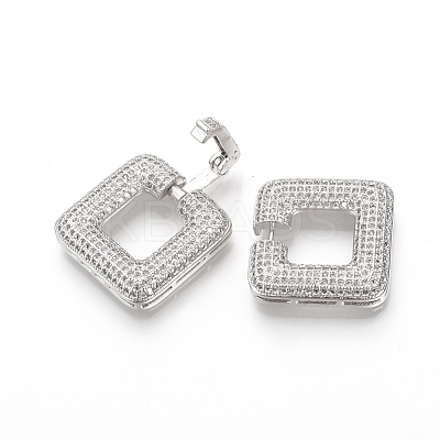 Brass Micro Pave Cubic Zirconia Fold Over Clasps ZIRC-S058-01P-1