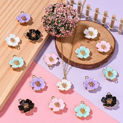 25Pcs 5 Colors Alloy Enamel Pendants ENAM-CJ0003-60-1
