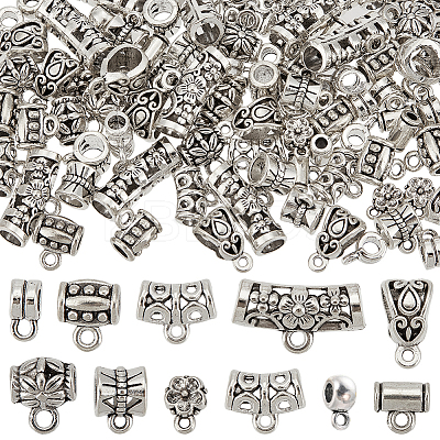 100Pcs 10 Styles Tibetan Style Alloy Hangers Links TIBE-SC0002-19-1