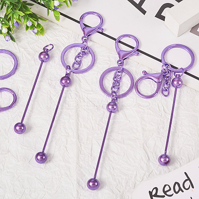 5Pcs Alloy and Brass Bar Beadable Keychain for Jewelry Making DIY Crafts DIY-SW0001-15C-1