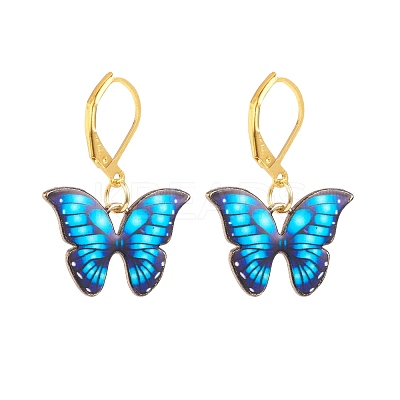 Alloy Enamel Butterfly Dangle Leverback Earrings EJEW-JE05045-1