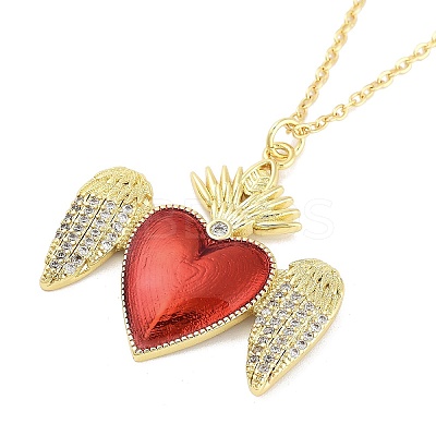 Brass Micro Pave Clear Cubic Zirconia Pendant Necklaces NJEW-Z035-04D-G-1