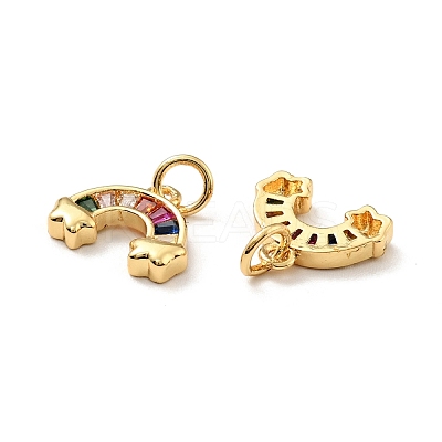 Eco-friendly Brass Micro Pave Colorful Cubic Zirconia Pendants KK-D080-26G-1