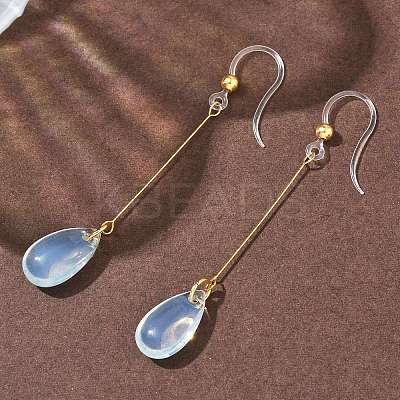 Electroplated 304 Stainless Steel Resin Dangle Earrings EJEW-Z129-06G-03-1