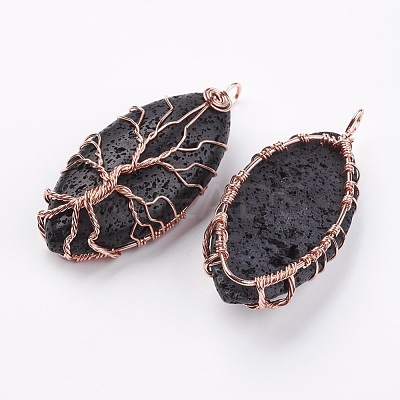 Natural Lava Rock Big Pendants KEYC-F019-01RG-1