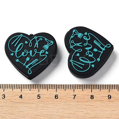 Food Grade Heart with Word Love Silicone Focal Beads LS-SIL-NH0001-01C-1