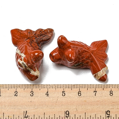 Natural Red Jasper Carved Healing Goldfish Figurines DJEW-D012-08G-1