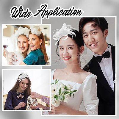 Polyester & Fether Hair Accessories AJEW-WH0031-31C-1