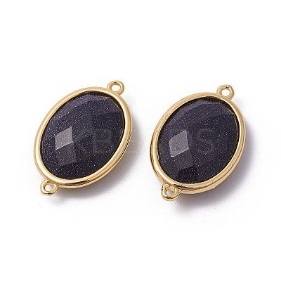 Golden Tone Brass Synthetic Blue Goldstone Links connectors LS-G-F339-A10-1