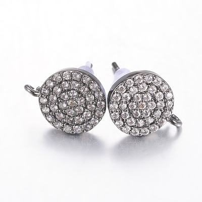 Brass Micro Pave Cubic Zirconia Stud Earring Findings ZIRC-E132-13A-B-1
