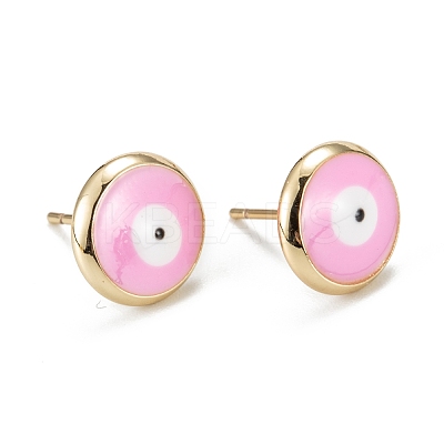 Evil Eye Enamel Stud Earrings for Girl Women EJEW-H126-31G-1