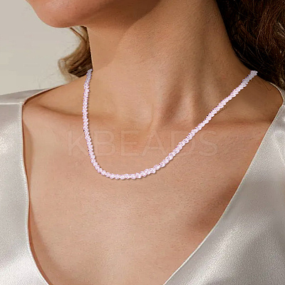 1Pc Faceted Rondelle Glass Beaded Necklaces for Women NJEW-LP0007-05B-1