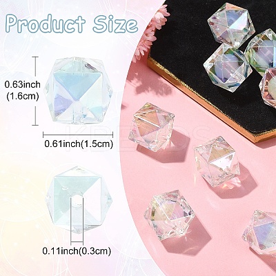 10Pcs Two Tone UV Plating Rainbow Iridescent Acrylic Beads TACR-YW0002-33C-1