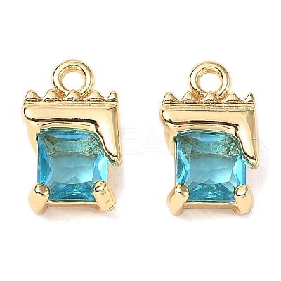 Brass Micro Pave Cubic Zirconia Charms KK-A259-36G-1
