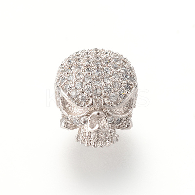 Brass Micro Pave Cubic Zirconia Beads ZIRC-S053-YS040-3-1