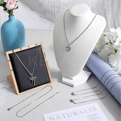 12Pcs 304 Stainless Steel Box Chain Necklaces Set NJEW-SC0001-21-1