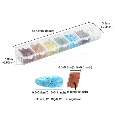 84~91G 7 Styles Chakra Natural & Synthetic Gemstone Chip Beads Strands G-YW0001-30-1