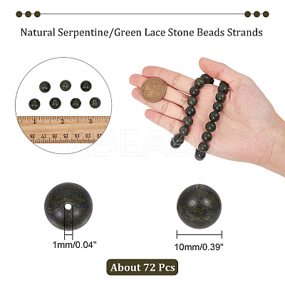 2 Strands Natural Serpentine/Green Lace Stone Beads Strands G-NB0004-72-1