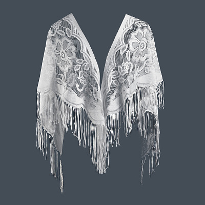 Lace Flower Detachable Polyester Shawl AJEW-WH20072-43B-1