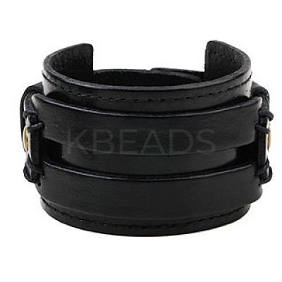 Cowhide Cord Wide Cord Bracelets BJEW-P0001-11B-1