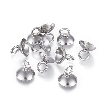 202 Stainless Steel Bead Cap Pendant Bails STAS-L198-05B-1