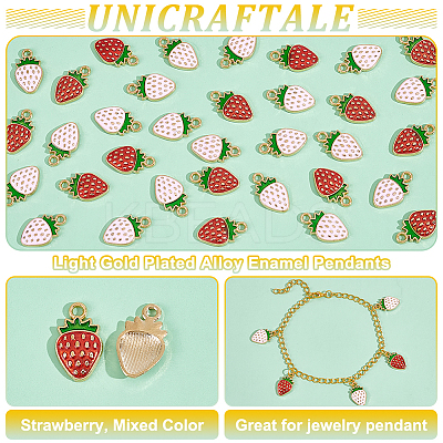 80Pcs 2 Colors Light Gold Plated Alloy Enamel Pendants ENAM-UN0001-14-1