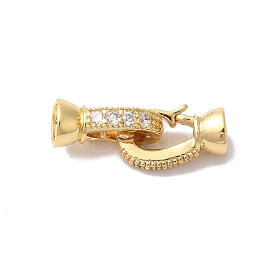 Brass Micro Pave Clear Cubic Zirconia Fold Over Clasps KK-H483-01G-1